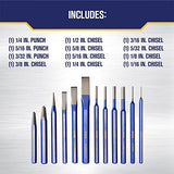 IRWIN Chisel Set, Chisel and Punch, 12-Pack with Various Sizes, Tempered for Durability, Great for Woodworking (IRHT82529) IRWIN