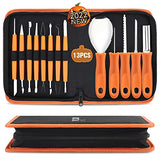 CHRYZTAL Pumpkin Carving Kit Tools Halloween, 13PCS Professional Heavy Duty Carving Set, Stainless Steel Double-side Sculpting Tool Carving Kit for CHRYZTAL