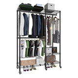 Serxis Portable Closets Heavy Duty Garment Rack Adjustable Rolling Clothes Rack with Lockable Wheels, Metal Wire Clothing Rack,Freestanding Open Serxis