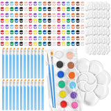 Fulmoon 48 Set Acrylic Paint Kits for Kids Adults Washable Mini Painting Kit Arts Crafts Paint Party Favors Filled Paint Strips Brushes Palettes Bulk Fulmoon
