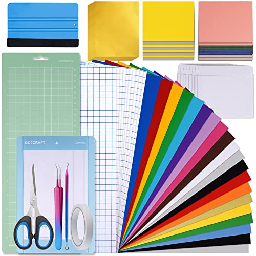 GO2CRAFT Accessories Bundle for Cricut Joy, 70Pcs Ultimate Accessories and Supplies with Adhesive Vinyl Sheets, Folded Card Stock, Card Mat, Weeding - WoodArtSupply