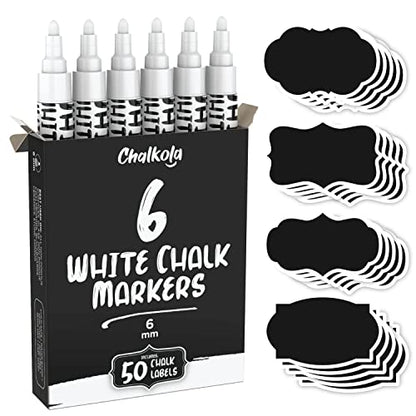 Chalkola Fun Colors Bundle - 30 Markers 6mm + 6 White Variety