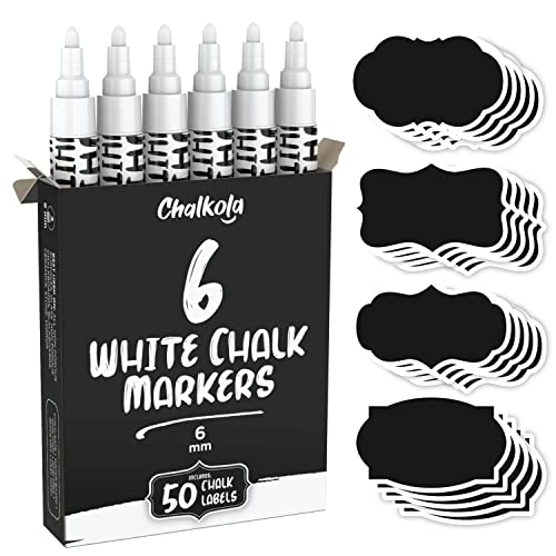 Chalkola All Color Bundle - 6 White 6mm + 40 Markers 6mm Chalkola
