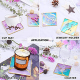 ResinWorld 4 Pack 4 inches Square Coaster Molds, Shiny Coaster Silicone Mold for Resin, Geode Aagte Coaster Resin Molds ResinWorld