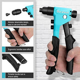 DURATECH 4-in-1 Rivet Gun, Pop Rivet Tool Kit with 100 Rivets - 3/32", 1/8", 5/32", 3/16", Heavy Duty Hand Riveter with 4 Interchangeable Nosepieces DURATECH
