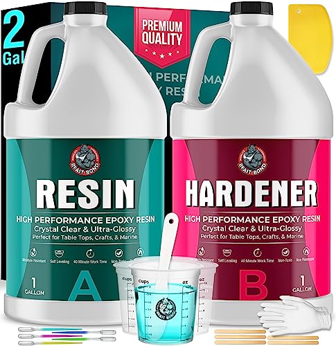 Beast Bond Epoxy Resin 2 Gallon Kit, High-Performance Table Top Epoxy Resin, Self-Leveling, Minimal Bubbles, Clear, Glossy, UV Resistant, Perfect for
