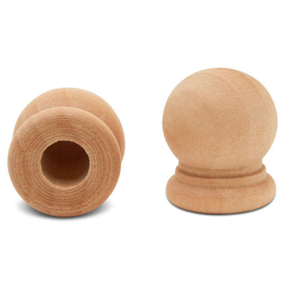 Wood Finials, 3/4 Inch Tall with 1/4 Inch Hole, Unfinished Wood Finials for 1/4 Inch Dowel Rods, Wood Dowel Caps for Crafts and DIY, Pack of 24 by - WoodArtSupply