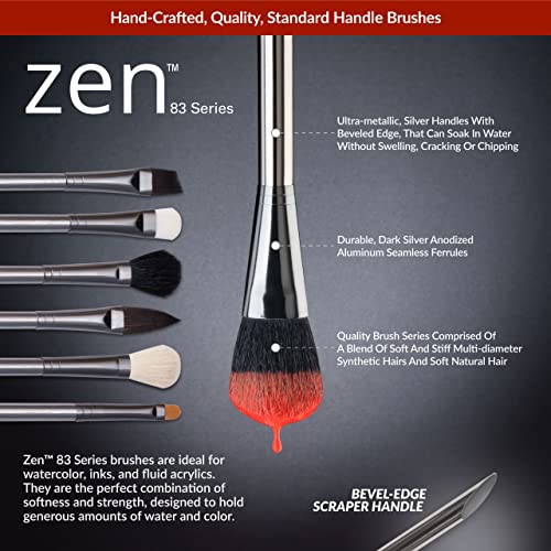 Royal & Langnickel Zen Short-Handle Round Wash Variety Watercolor Brush Set, 5pc - WoodArtSupply