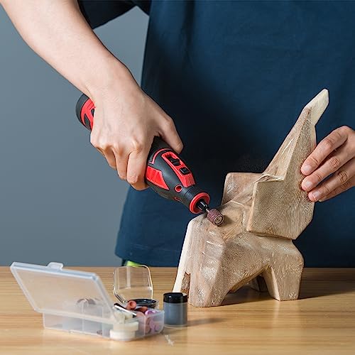 POPULO 12V Cordless Rotary Tool Kit, 5 Variable Speeds, Max Load Speed up to 32000RPM, Powerful Engraver, Sander, Polisher, 114 Easy Change populo