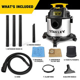 STANLEY 4 Gallon Wet Dry Vacuum, 4 Peak HP Stainless Steel 3 in 1 Shop Vacuum Blower with Powerful Suction, Vacuum for Job Site, Garage, Basement, Stanley