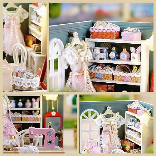 Kisoy Dollhouse Miniature with Furniture Kit, DIY 3D Wooden DIY House Kit with Dust Cover,Handmade Tiny House Toys for Teens Adults Gift (Beatific Kisoy