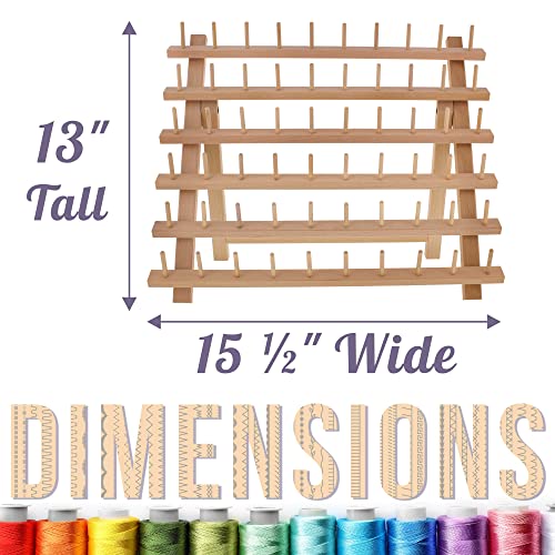 US Art Supply Premium Beechwood 60-Spool Sewing & Embroidery Thread Rack US Art Supply