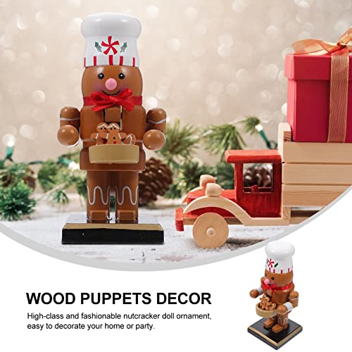 CIMAXIC 1Pc Christmas Nutcracker Wooden Gingerbread Chef Nutcracker Wooden Nutcracker Ornament Wooden Christmas Decoration Wooden Puppet Ornament CIMAXIC