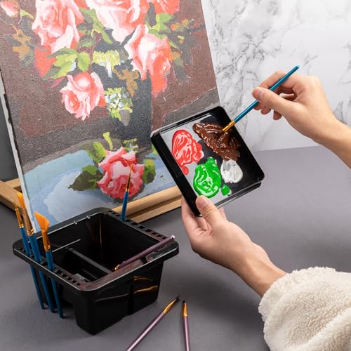 MyLifeUNIT Paint Brush Cleaner, Paint Brush Holder and Organizers for Acrylic, Watercolor, and Water-Based Paints (Black) MyLifeUNIT