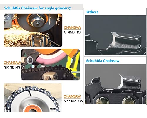 Chainsaw disc/Stump Remover/Stump Grinder/Wood Carving Disc for 4'' or 4"-1/2" Angle Grinder, 5/8" Arbor,Chromium Plating Reinforcement,Shaping and SchuhRia