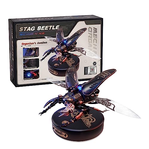 ROBOTIME MI03 Model Kits for Adults/Teens-Storm Beetle Model Building Kits-115 Pieces Mechanical 3D Puzzle-Birthday Gift for Men-Aesthetic Desk Toy ROBOTIME