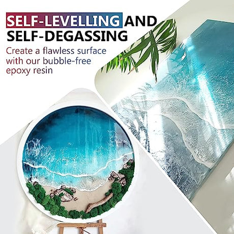 Table Top Epoxy Resin 1 Gallon Crystal Clear Resin Kit 0.5 Gallon Resin and 0.5 Gallon Hardener for Countertops, River Tables, Art Resin, DIY, EPRESINART