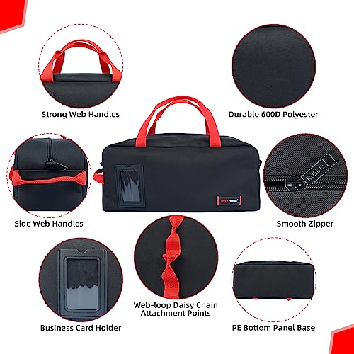 MELOTOUGH 16 Inch Tool Bag Canvas Tool Tote Bags with Zipper Heavy Duty Portable Tool Bag Organizer for Electrician,Plumbing,Technician,HVAC (Black) MELOTOUGH