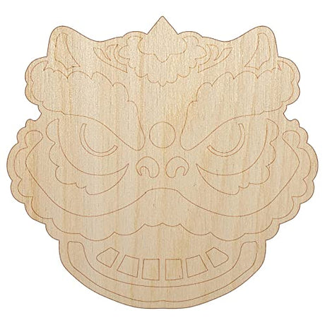 Chinese New Year Lion Dancer Head Unfinished Wood Shape Piece Cutout for DIY Craft Projects - 1/8 Inch Thick - 4.70 Inch Size Sniggle Sloth