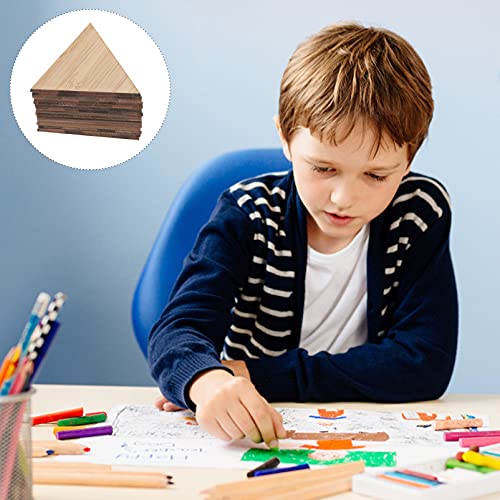 EXCEART 20pcs Unfinished Triangle Wood Pieces Blank Unfinished Wooden Cutout Shapes Slices Embellishment Ornament Discs Pieces Wedding Party Board EXCEART