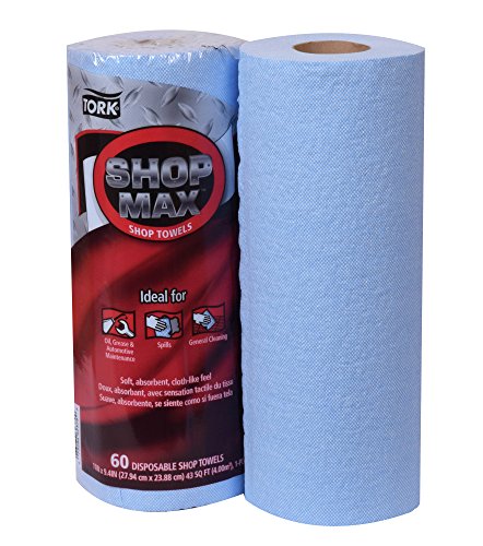 Tork ShopMax Heavy Duty Paper Shop Towel Blue, High Absorbency, 30 rolls x 60 Sheets, 450360 Tork