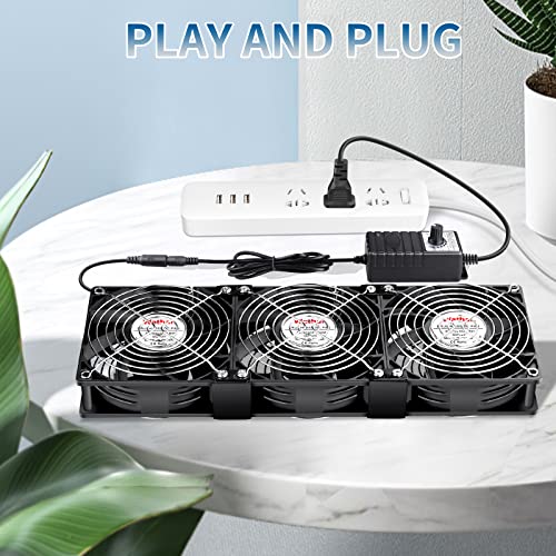 Wathai 120mm x 38mm 360mm Computer Fan with AC Plug, Powerful Exhaust Fan with Variable Speed Controller AC 110V 120V 240V for Windows Greenhouses Wathai