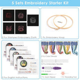 ERKOON 5 Sets Embroidery Kit for Beginners, Art Craft Handy Sewing Set Mushroom Cross Stitch Starter Kits, DIY Embroidery Kits with Patterns and ERKOON