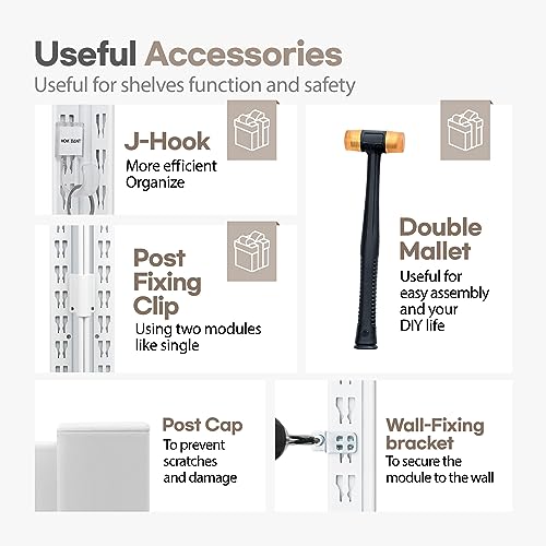 HOMEDANT House 5 Tier 24.4" W Laminated Metal Shelving Unit Adjustable Storage Utility Rack Heavy Duty Shelves Organization Multipurpose Shelf HOMEDANT