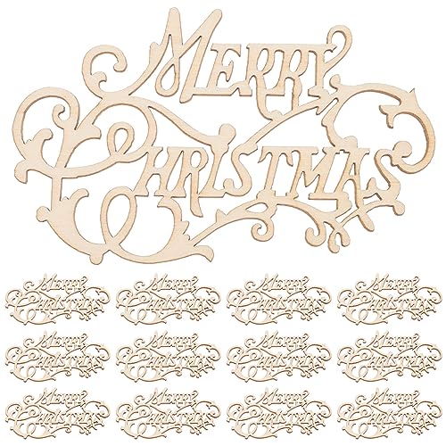 EXCEART Merry Christmas Wooden Cutout 20pcs Unfinished Wood Letter Pieces Slice Embellishment Blank Xmas Tree Tags for DIY Scrapbooking Xmas Sewing - WoodArtSupply