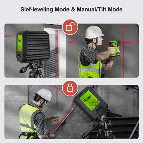 Huepar Laser Level, Self-Leveling Laser Level with Red Beam Cross Line Laser-Vertical and Horizontal Line, 66ft Alignment Laser Tool for Picture - WoodArtSupply