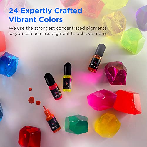 Rolio Pigments Resin Liquid Pigment Transparent Colors - 24 vibrant colors for Epoxy Resin, UV Resin, 3D Printer, Jewelry Making, Paint, Art Works, Rolio