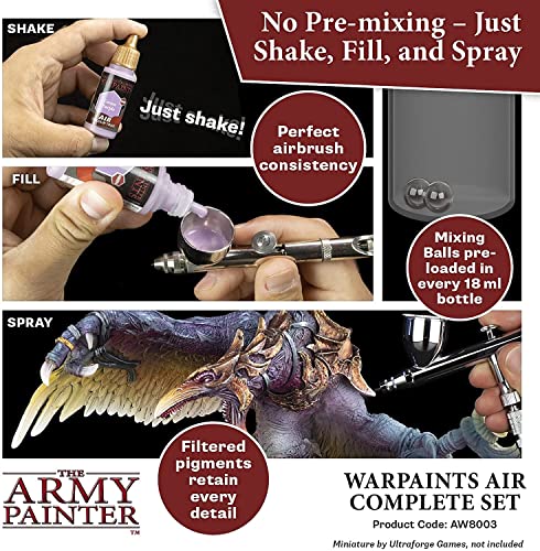 The Army Painter Complete Airbrush Paint Set and Airbrush Thinner - Air Brush Painting Set, Airbrush Painting Supplies, Warpaints Air Brush Paint The Army Painter