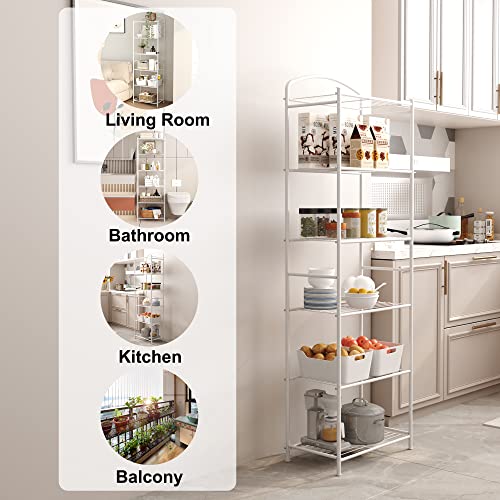 HOMEFORT 6-Tier Metal Bathroom Shelf - Freestanding Storage Organizer for Maximum Space Efficiency - WoodArtSupply