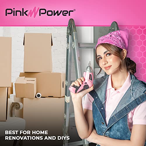 Pink Power 3.6V Cordless Electric Screwdriver Rechargeable Electronic Mini Automatic Gyroscopic Screw Gun Kit for Home - with Battery Indicator LED - WoodArtSupply