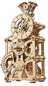 UGEARS Engine Clock 3D Puzzle - Wooden Model Kits for Adults – 3D Wooden Models to Build - DIY Mechanical Wooden Pendulum Clock Puzzle with Moving UGEARS