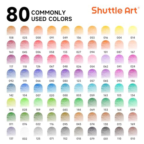 Shuttle Art 80 Regular Colored Pencils, Colored Pencils for Adult Coloring, Soft Core Color Pencils, Coloring Pencils for Adults Kids Artists Shuttle Art