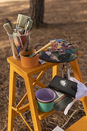 MyArtscape Travel Paint Brush Set, 7 Ultra Short-Handle Brushes with Case Holder - for Watercolor, Gouache and Acrylic - Synthetic Hair - Ideal for MyArtscape