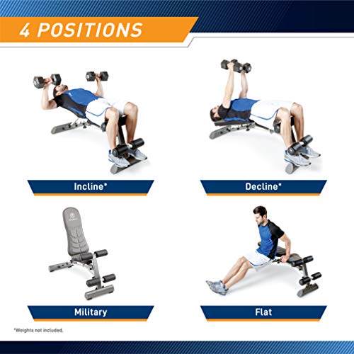 Marcy Deluxe Foldable Utility Bench Gym Equipment - SB-10100 , Black MARCY