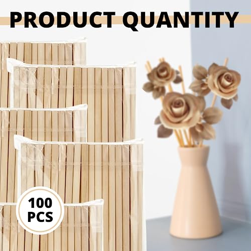 100PCS Dowel Rods 12 inch Wooden Dowel Rods 3/16 Inch Unfinished Wood for Crafting Bamboo Wood Rod Wood Sticks for Crafts Bamboo Wood Sticks Long