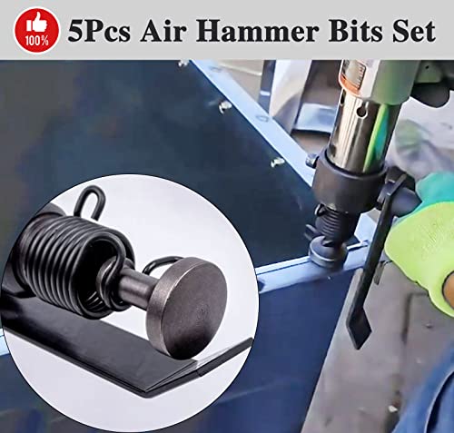 Smoothing Air Hammer Bits Set, 5Pcs Smoothing Air Hammer Tool Kit Air Hammer Accessories Extended Length Pneumatic Chisel Bits with Spring, by ZMCYNG ZMCYNG