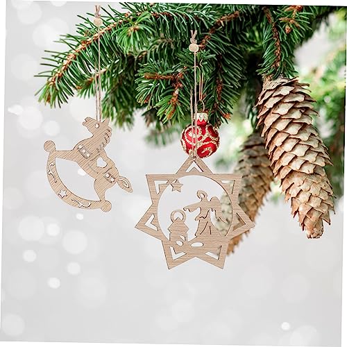 Artibetter 1 Set Christmas Decoration Pendant Unfinished Christmas Shapes Wooden Christmas Cutout Nativity Decor House Decorations for Home DIY Craft ARTIBETTER