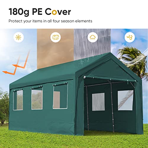 ADVANCE OUTDOOR 12x20 ft Heavy Duty Carport with 6 Roll-up Ventilated Windows & Removable Sidewalls Car Canopy Garage Boat Shelter Party Tent,