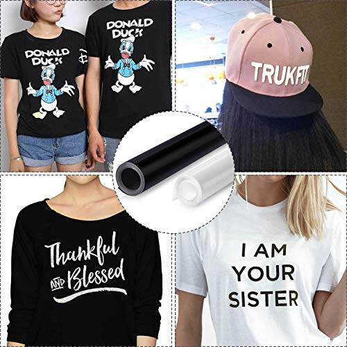 selizo Heat Transfer Vinyl, 2 Rolls Black and White HTV Iron on Vinyl for T-Shirts, Hats, Clothing, Compatible with Cricut, Cameo, Heat Press - WoodArtSupply