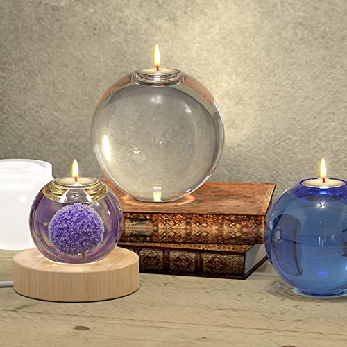 Actvty Tealight Candle Holder Resin Molds, 2 Pcs Sphere Tea Light Holder Molds, Crystals Ball/Orbs Epoxy Resin Molds for DIY Dining Coffee Table Actvty