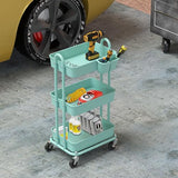 Simple Houseware 3-Tier Multifunctional Rolling Utility Cart with 2 dividers and Hanging Bucket, Turquoise Simple Houseware