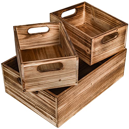 Wooden Crates with Handles for Display,Home Organizer , wooden crate set for Pantry organizer Storage, Closet, Arts & Crafts,decorative box, Wood