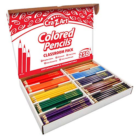 Cra-Z-art Colored Pencils Classpack, 10 Assorted Lead/Barrel Colors, 10 Pencils/Set, 25 Sets/Carton Cra-Z-Art