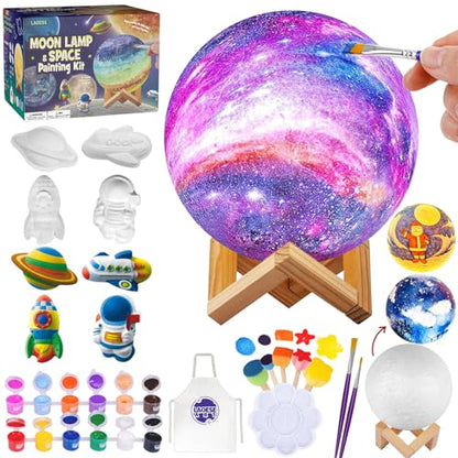 Paint Your Own Moon Lamp Kit, Christmas Gifts DIY Space Moon Night Light, Art Supplies Arts & Crafts Kit, Arts and Crafts for Kids Ages 8-12, Toys