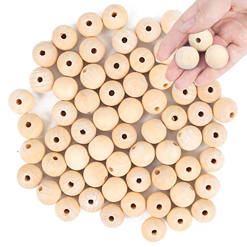 BigOtters Wood Beads, 25mm 1Inch Natural Round Wooden Beads Unfinished Loose Wood Beads Crafts Round Ball Wooden Spacer Beads for DIY Craft Halloween - WoodArtSupply