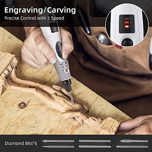 Rotary Tool Kit, Towallmark Cordless Rotary Tool 3.6V with 50 Accessories, USB Rechargeable, 3 Speed Mini Rotary Tool Multi-Purpose for Sanding, Towallmark